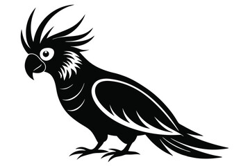 Obraz premium cockatoo silhouette line art vector illustration with a white background