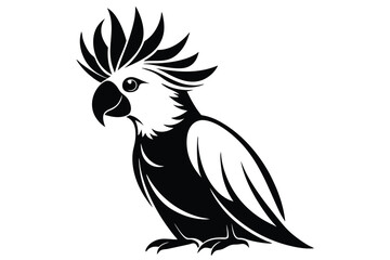 Obraz premium cockatoo silhouette line art vector illustration with a white background