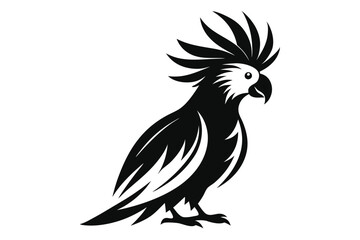 Obraz premium cockatoo silhouette line art vector illustration with a white background
