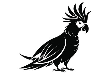 Obraz premium cockatoo silhouette line art vector illustration with a white background