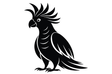 Obraz premium cockatoo silhouette line art vector illustration with a white background
