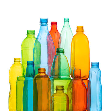 Vibrant Colorful Plastic Bottles Stacked Creatively