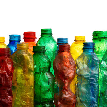 Vibrant Recycled Plastic Bottles Wall Texture Background