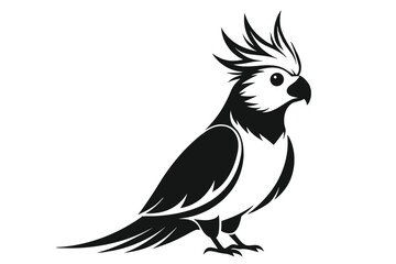 cockatiel silhouette line art vector illustration with a white background
