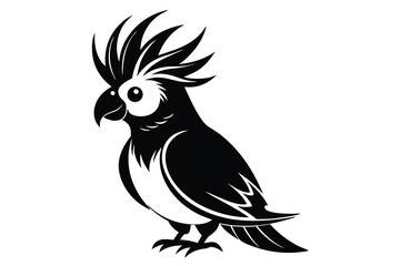 cockatiel silhouette line art vector illustration with a white background