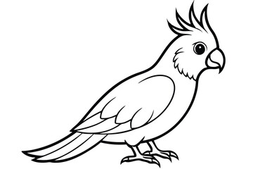 cockatiel silhouette line art vector illustration with a white background