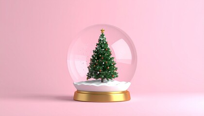 christmas tree in snowball decoration on pink background, glass ball winter seasonal 885088.jpg