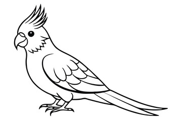 cockatiel silhouette line art vector illustration with a white background