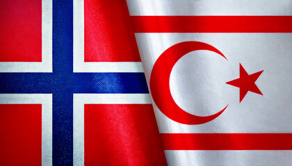 ノルウェーの国旗と北キプロスの国旗(Norway flag & Northern Cyprus flag.)
