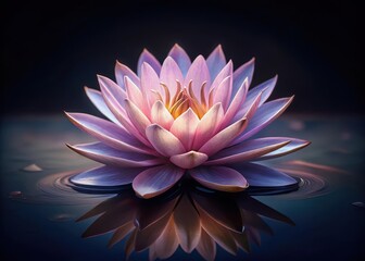 Fototapeta premium Delicate petals unfurl on a serene water lily boat