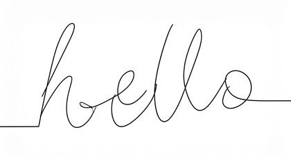 One continuous line drawing typography line art of hello word writing isolated on whi 724689.jpg