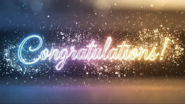 Vibrant Celebration Display with Sparkling Lights and Dynamic Text Effects