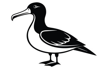 albatross silhouette line art vector illustration with a white background