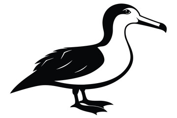 albatross silhouette line art vector illustration with a white background