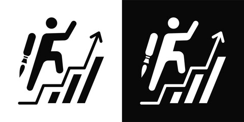 Self Improvement Icon White And Black Background Style