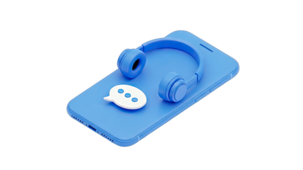 Headphones on Smartphone with Chat Bubble - Communication Concept