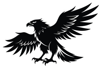 Obraz premium eagle silhouette line art vector illustration with a white background