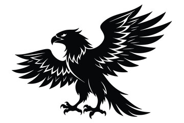 Obraz premium eagle silhouette line art vector illustration with a white background