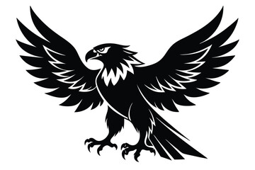 Obraz premium eagle silhouette line art vector illustration with a white background