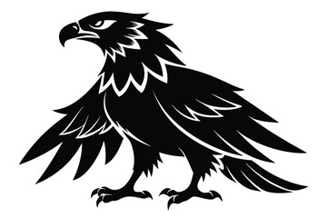 Obraz premium eagle silhouette line art vector illustration with a white background