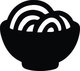 This graphic showcases a sleek silhouette of a bowl filled with pasta. The design emphasizes the curves of the noodles, making it an attractive representation of Italian cuisine. It's perfect for topi