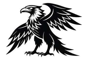 Obraz premium eagle silhouette line art vector illustration with a white background