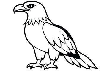 Obraz premium eagle silhouette line art vector illustration with a white background