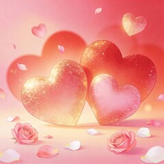 Sparkling Hearts and Roses Background