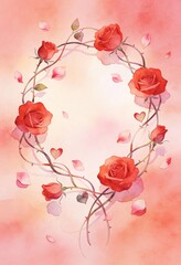 Romantic Watercolor Rose Wreath