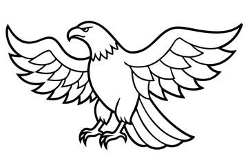 Obraz premium eagle silhouette line art vector illustration with a white background