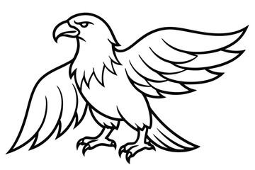 Obraz premium eagle silhouette line art vector illustration with a white background