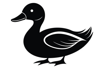 duck silhouette line art vector illustration with a white background