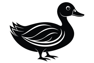 duck silhouette line art vector illustration with a white background