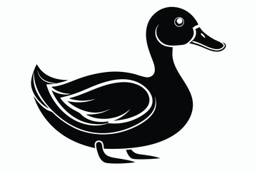 duck silhouette line art vector illustration with a white background