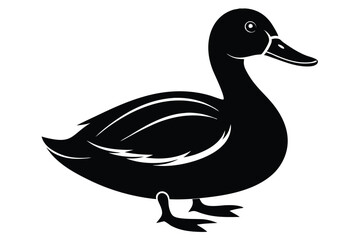 duck silhouette line art vector illustration with a white background