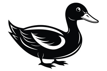 duck silhouette line art vector illustration with a white background