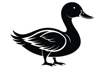 duck silhouette line art vector illustration with a white background