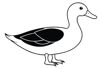 duck silhouette line art vector illustration with a white background