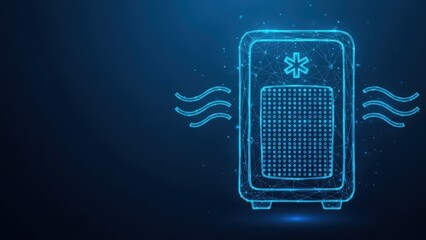 Modern air purifier device with cooling waves and snowflake symbol