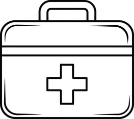 Obraz premium First aid kit icon, medical emergency bag with cross symbol for health care and safety services