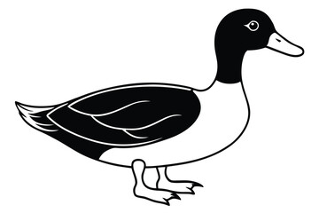 duck silhouette line art vector illustration with a white background