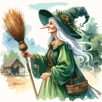 Traditional La Befana Character Illustration 