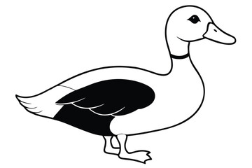 duck silhouette line art vector illustration with a white background