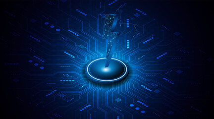 Abstract energy or lightning symbol. Innovative concept of technology circuit boards related to electric power or renewable energy. vector illustration	