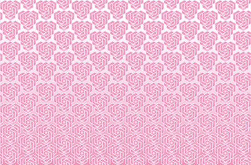 Seamless geometric pattern of interconnected heart-shaped designs in soft pink tones create a maze-like structure with subtle gradients that give the pattern a slightly three-dimensional embossed look