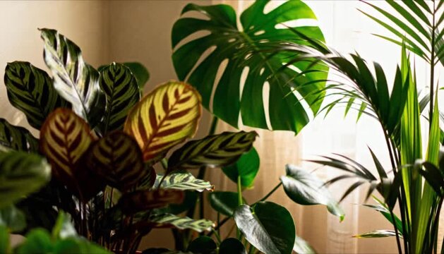 calathea philodendron houseplant palms arranged cozy green corner natural soft light perfect for houseplant appreciation day