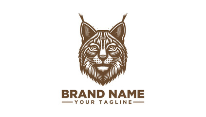 Detailed lynx head vector illustration, an elegant wildcat engraving for a bold logo icon design.