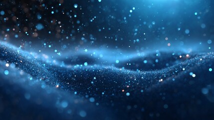 Mystical blue abstract background with sparkling particles