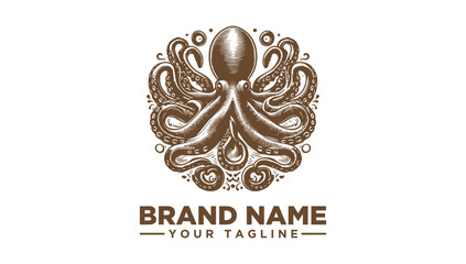 Vintage octopus logo vector illustration for branding and design projects