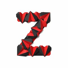 Letter Z made of red and black geometric shapes. The design is faceted and three-dimensional, set against a clean white background.